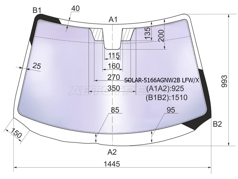 Стекло лобовое (Атермальное) Mazda 3 06-09 (XYG: SOLAR-5166AGNW2B LFW/X)