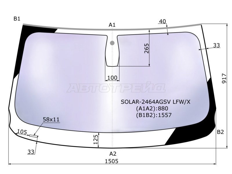 Стекло лобовое (Атермальное) BMW X3 10-17 (XYG: SOLAR-2464AGSV LFW/X)