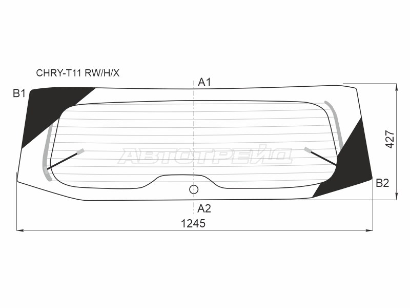 Стекло заднее (Цвет зеленый / Обогрев) Chery Tiggo 3 14-20 (XYG: CHRY-T11 RW/H/X)