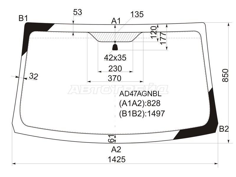 Стекло лобовое Dodge Caliber 06-12 (FUYAO: AD47AGNBL)