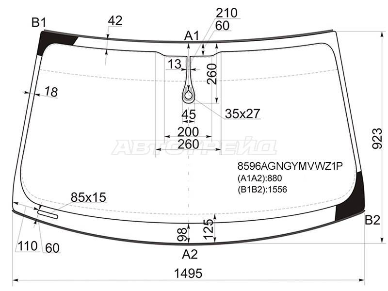 Стекло лобовое (Датчик дождя / Молдинг) Audi Q5 08-12 (FUYAO: 8596AGNGYMVWZ1P)
