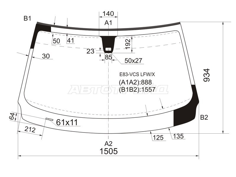 Стекло лобовое (Датчик дождя / Молдинг) BMW X3 03-10 (XYG: E83-VCS LFW/X)