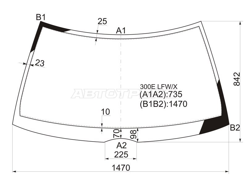 Стекло лобовое Mercedes-Benz E-Class 84-95 (XYG: 300E LFW/X)