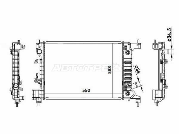 Радиатор Chevrolet Aveo 11-15  / Cobalt 13-  / Ravon Nexia R3 16- (SAT: CV0011-AT)