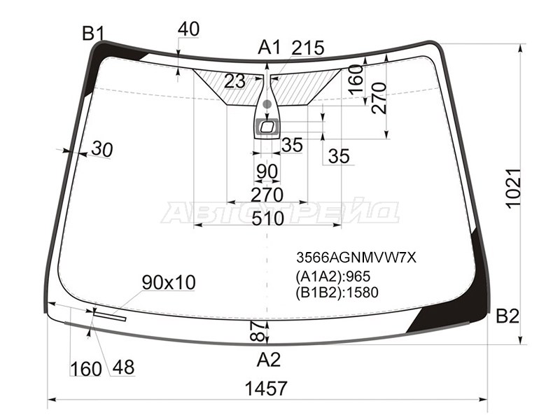 Стекло лобовое (Датчик дождя / Молдинг) Ford Focus 04-11  / Focus RS 09-11  / Focus ST 05-10 (FUYAO: 3566AGNMVW7X)