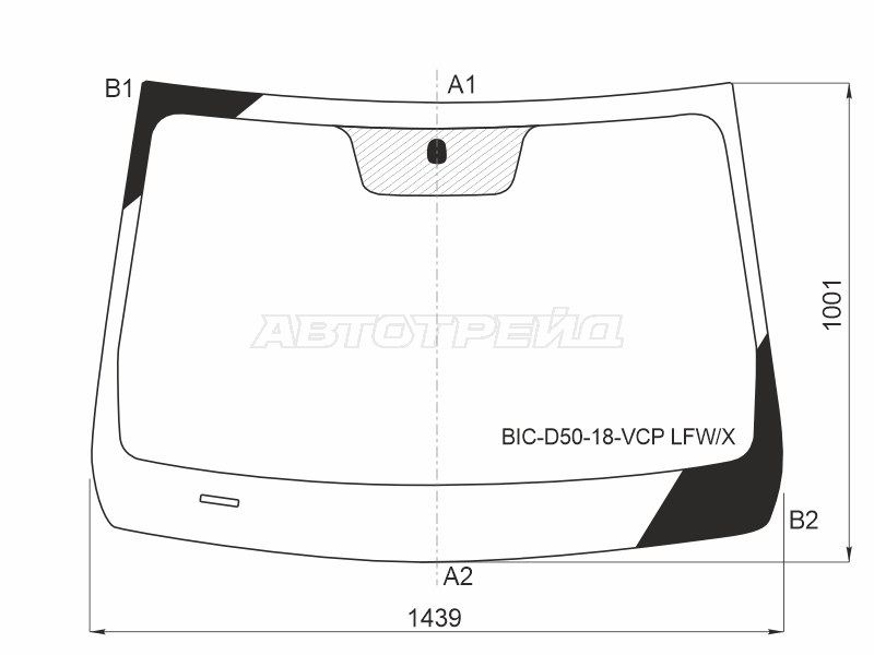 Стекло лобовое BAIC U5 Plus 21- (XYG: BIC-D50-18-VCP LFW/X)