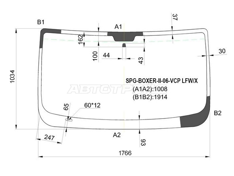 Стекло лобовое Peugeot Boxer 06-  / Citroen Jumper 06-  / Fiat Ducato 06- (SAT: SPG-BOXER-II-06-VCP LFW/X)