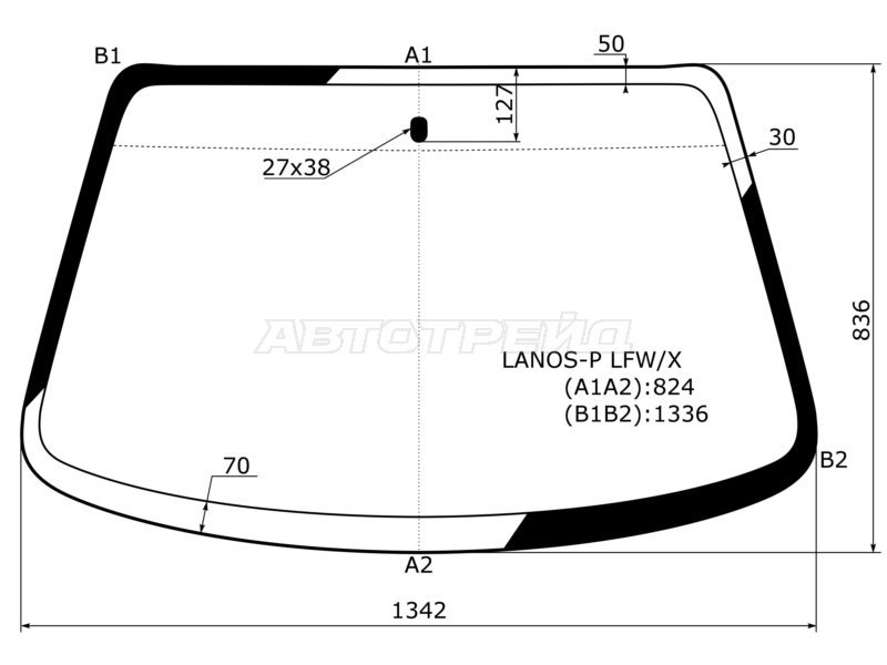 Стекло лобовое Chevrolet Lanos 05-09  / Daewoo Lanos 97-08  / ЗАЗ Шанс 05-14 (XYG: LANOS-P LFW/X)