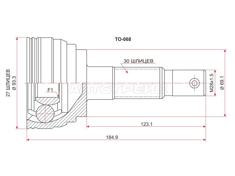 Шрус наружный TOYOTA LAND CRUISER PRADO #ZJ9# /4RUNNER /SURF #ZN18# 1KZ-TE /5VZ 95-02 (SAT: TO-068)