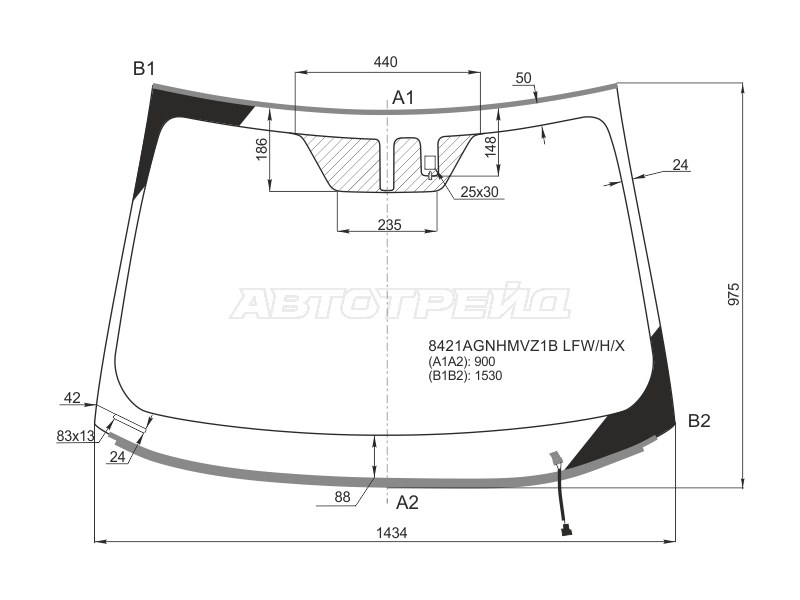 Стекло лобовое (Обогрев щеток / Датчик дождя / Молдинг) Toyota C-HR 16- (XYG: 8421AGNHMVZ1B LFW/H/X)