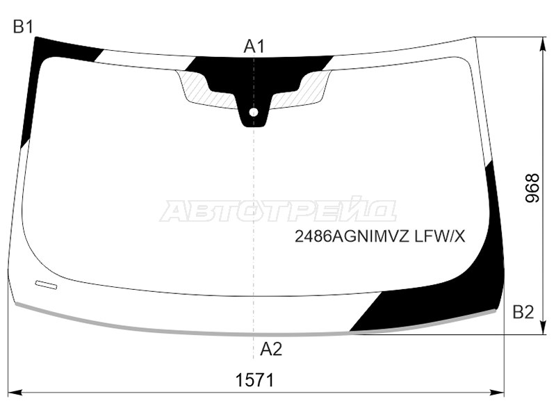 Стекло лобовое (Датчик дождя / Молдинг) BMW 6-Series Gran Turismo 17- (XYG: 2486AGNIMVZ LFW/X)