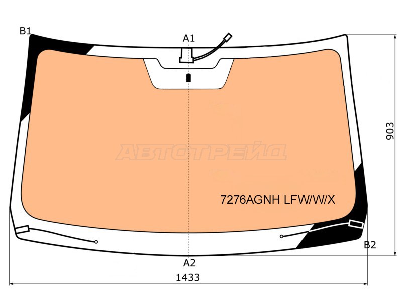 Стекло лобовое (Обогрев полный) Nissan Terrano 14-22  / Renault Duster 10-21  / Sandero 09-14  / Sandero Stepway 10-14 (XYG: 7276AGNH LFW/W/X)