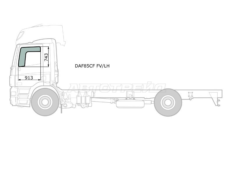 Стекло форточки (Цвет зеленый) Daf 75 93-98  / 85 93-98 (XYG: DAF85CF FV/LH)