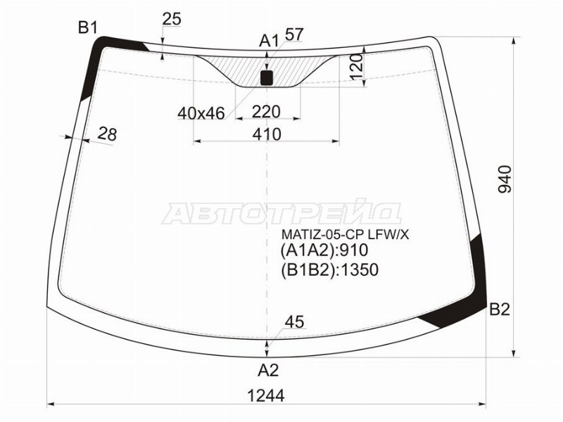 Стекло лобовое Chevrolet Spark 05-10  / Daewoo Matiz 05-11 (XYG: MATIZ-05-CP LFW/X)