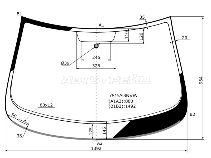 Стекло лобовое (Молдинг) Skoda Rapid 12-20  / Volkswagen Polo 20-22  / Jetta VA3 19-  / SEAT Toledo 12-19 (FUYAO: 7815AGNVW)