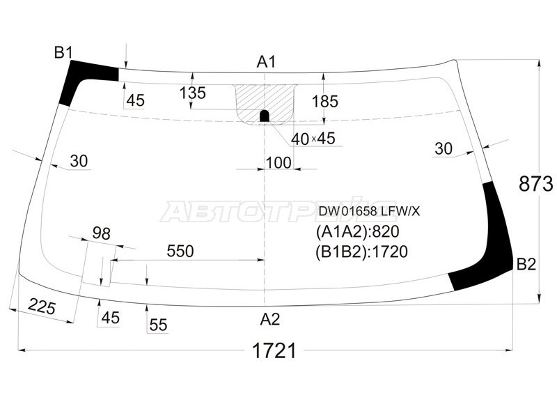 Стекло лобовое Chevrolet Tahoe 06-14  / Cadillac Escalade 06-15  / Chevrolet Silverado 07-13  / Suburban 06-13 (XYG: DW01658 LFW/X)
