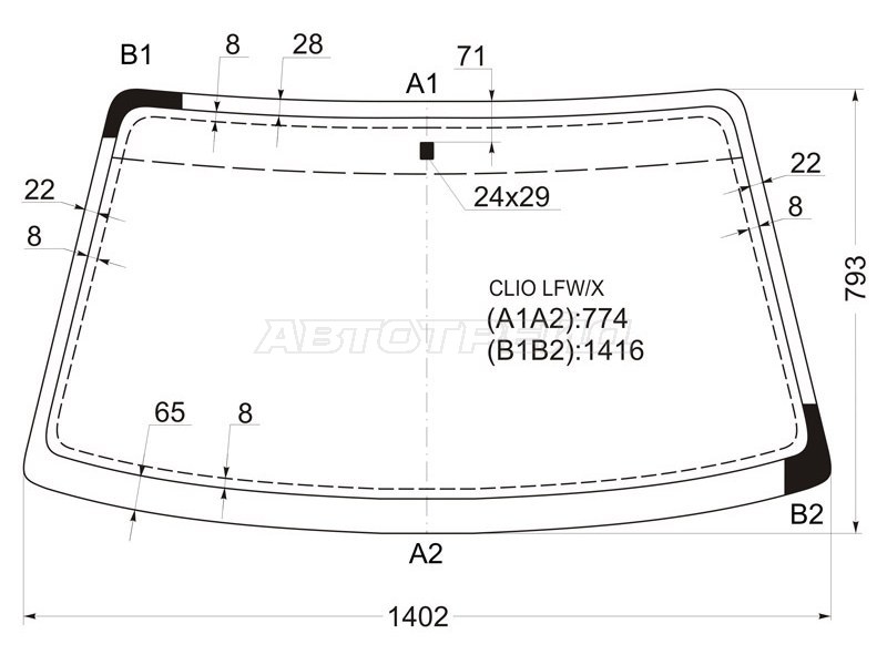 Стекло лобовое Renault Clio 90-98 (XYG: CLIO LFW/X)