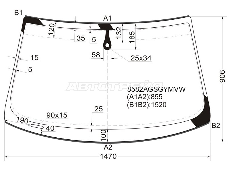 Стекло лобовое (Датчик дождя / Молдинг) Audi A6 04-10  / A6 allroad quattro 06-12  / S6 06-11 (FUYAO: 8582AGSGYMVW)