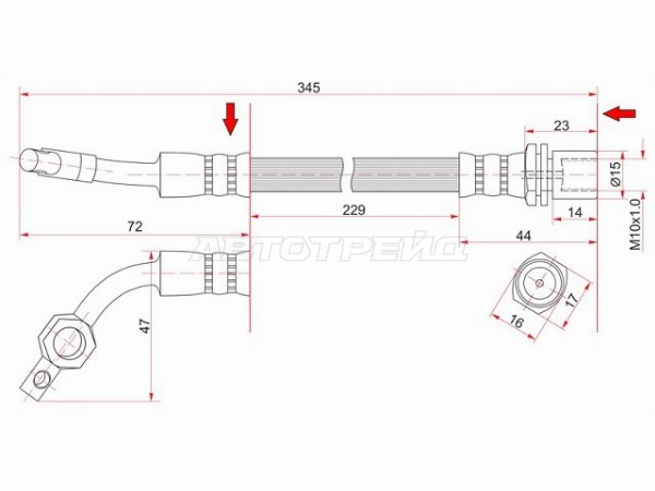 Шланг тормозной задний (Таиланд) (диск.тормоза) TOYOTA LAND CRUISER /PRADO 90-98 №2 LH (SAT: ST-90947-02615)