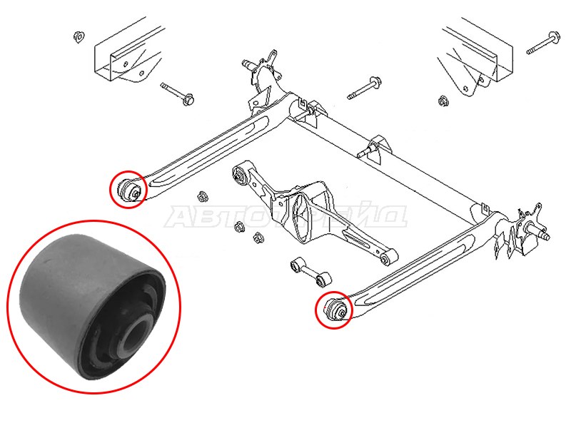 Сайлентблок задней балки NISSAN ALMERA N15 /SUNNY /SENTRA 94-00 /RNESSA 97-01 /PRIMERA 96-01 /CEFIRO 94-0 (SAT: ST-55130-0M000)