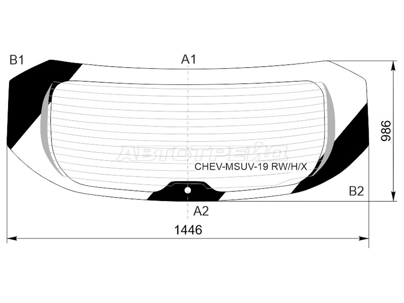 Стекло заднее (Цвет зеленый / Обогрев / Молдинг) Chevrolet TrailBlazer 19- (XYG: CHEV-MSUV-19 RW/H/X)