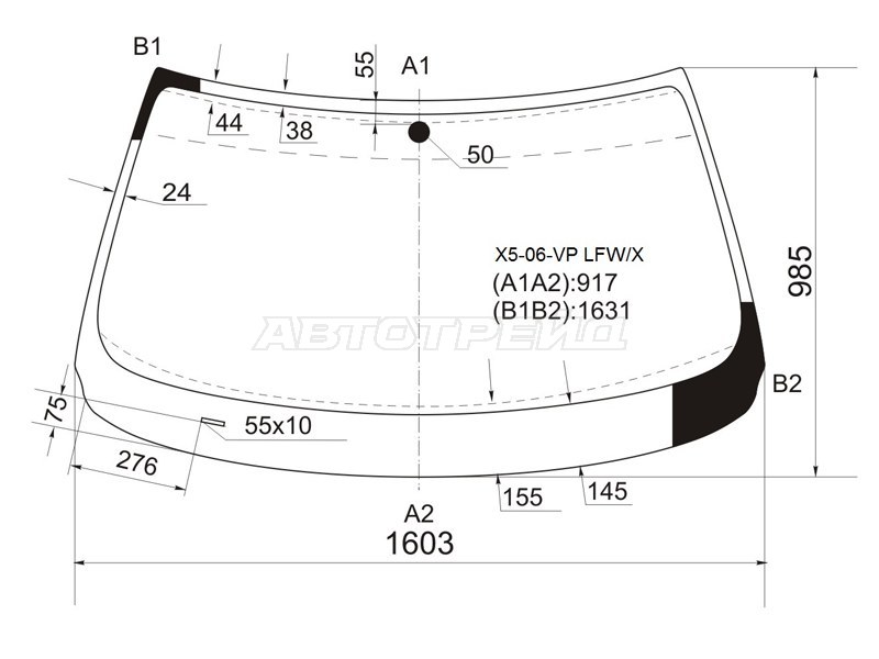 Стекло лобовое BMW X5 06-13 (XYG: X5-06-VP LFW/X)