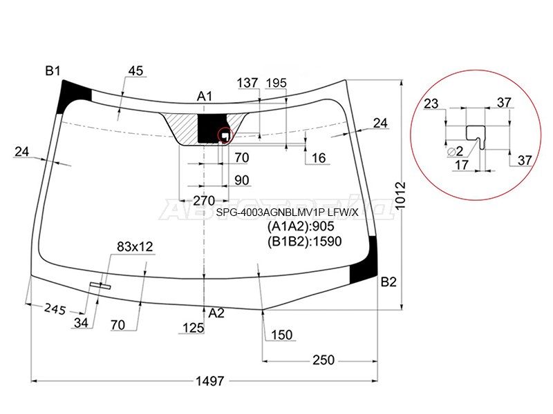 Стекло лобовое (Датчик дождя) Honda Accord 08-11  / Acura TSX 08-14 (SAT: SPG-4003AGNBLMV1P LFW/X)