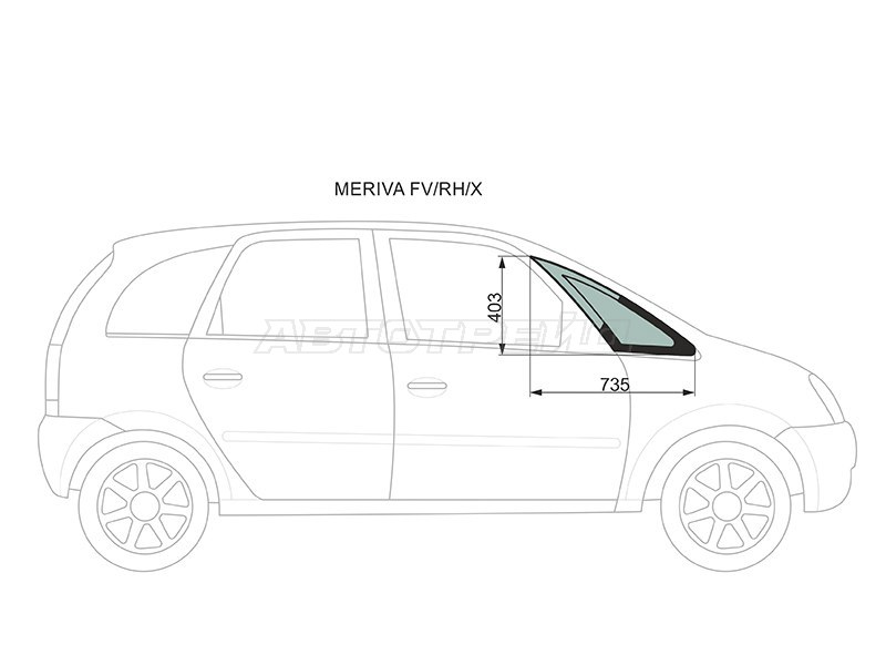 Стекло форточки (Цвет зеленый) Chevrolet Meriva 04-12  / Opel Meriva 03-10 (XYG: MERIVA FV/RH/X)