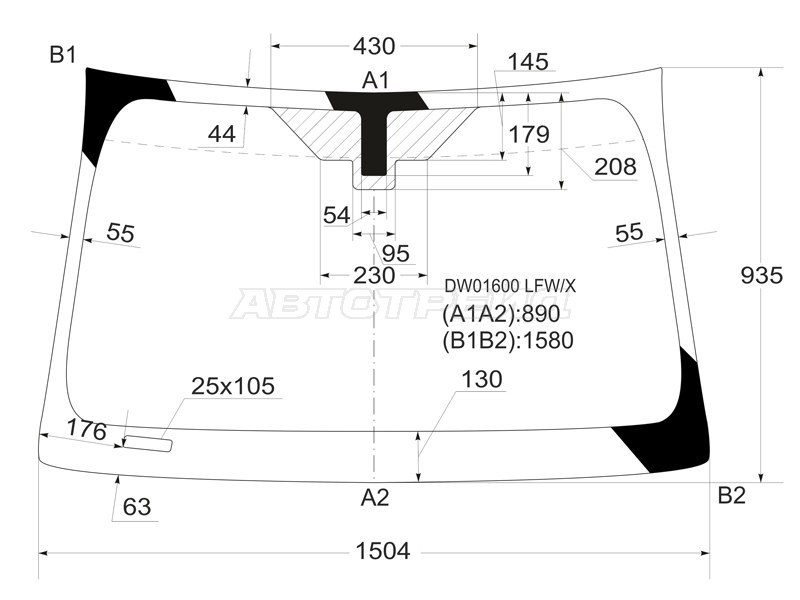 Стекло лобовое CADILLAC STS 05-11 (XYG: DW01600 LFW/X)