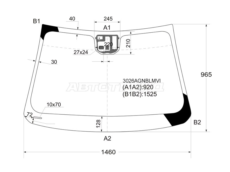 Стекло лобовое (Датчик дождя) Chevrolet Cruze 09-15  / Daewoo Lacetti 08-11 (FUYAO: 3026AGNBLMVI)