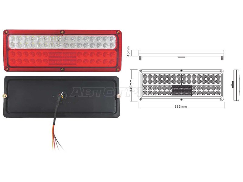 Фонарь задний UNIVERSAL 12V (383x140x45mm) диодный, комплект LH+RH (SAT: SD-2009-12V)