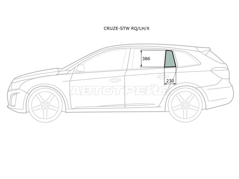 Стекло форточки (Цвет зеленый) Chevrolet Cruze 09-15 (XYG: CRUZE-STW RQ/LH/X)