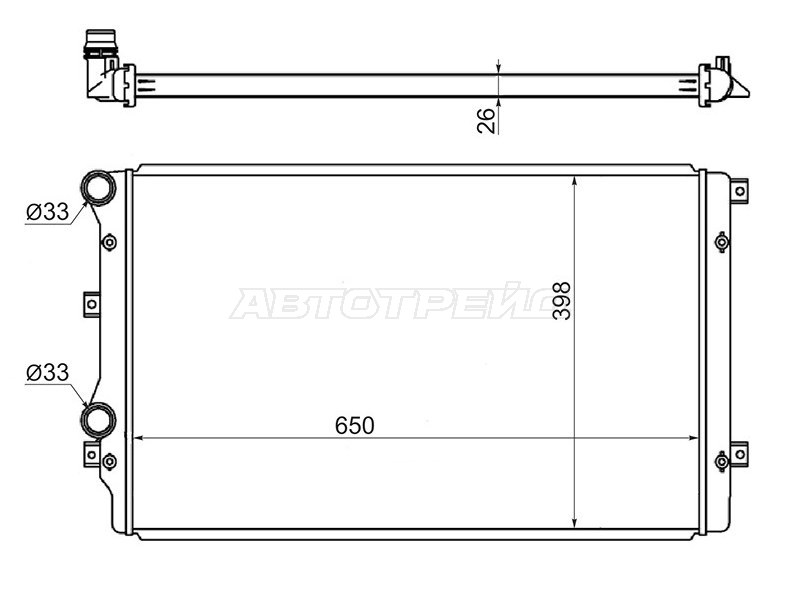 Радиатор Audi A3 03-13  / Skoda Octavia 04-13  / Volkswagen Golf 03-16  / Jetta 05-19  / Passat 05-15  / Tiguan 06-17  / Audi S3 08-12  / TT 06-14  / TTS 08-14  / SEAT Altea 04-15  / Leon 05-12  / Toledo 04-09  / Skoda Superb 08-15  / Yeti 09-18  / Volkswagen Beetle 11 (SAT: SG-VW0008)
