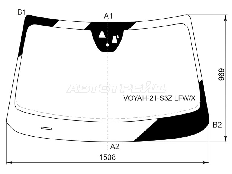 Стекло лобовое (Две камеры / Датчик дождя) Voyah Free 20- (XYG: VOYAH-21-S3Z LFW/X)