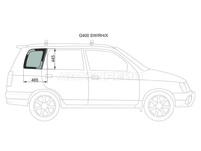 Стекло кузова боковое (не опускное) (Справа / Цвет зеленый) Daihatsu Grand Move 99-04  / Pyzar 96-02 (XYG: G400 SW/RH/X)