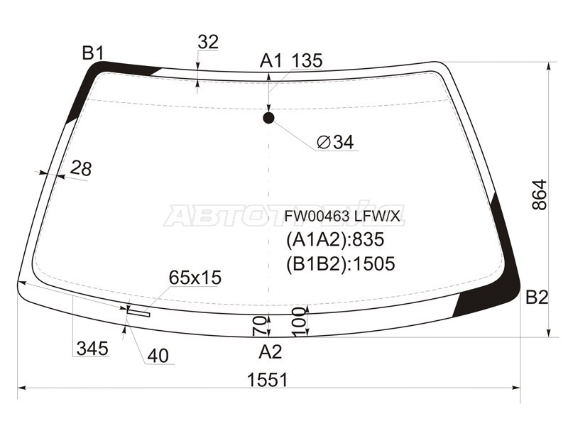 Стекло лобовое Audi 100 82-90 (XYG: FW00463 LFW/X)