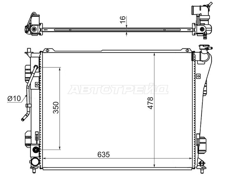 Радиатор Hyundai Sonata 09-14  / Kia Optima 10-16  / Hyundai Azera 11-16  / Grandeur 11-16  / i40 11-17 (SAT: HY0007-10)