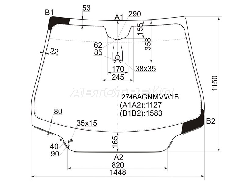 Стекло лобовое (Датчик дождя / Молдинг) Citroen C4 10- (FUYAO: 2746AGNMVW1B)