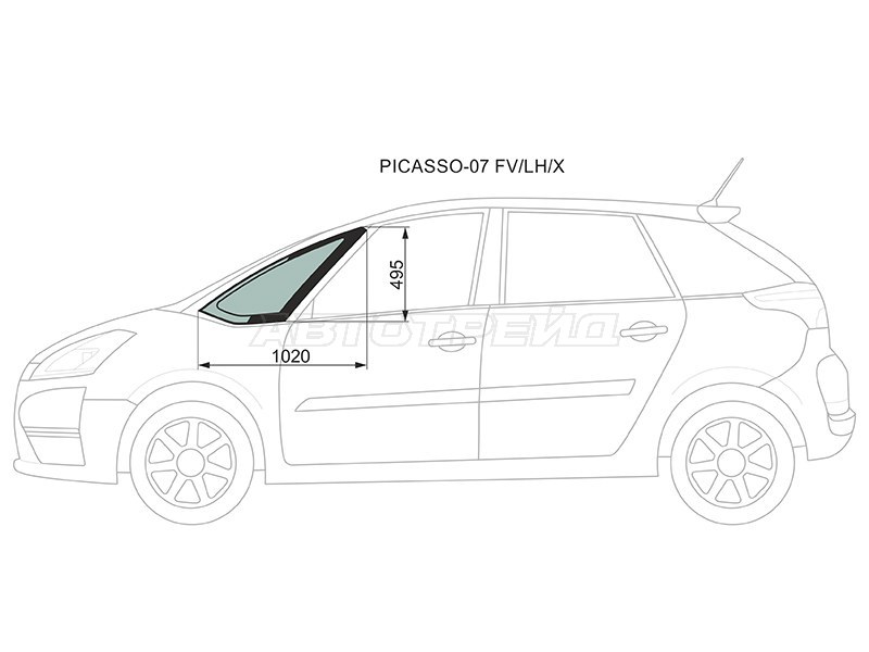 Стекло форточки (Цвет зеленый) Citroen C4 Picasso 07-14  / Grand C4 Picasso 07-14 (XYG: PICASSO-07 FV/LH/X)