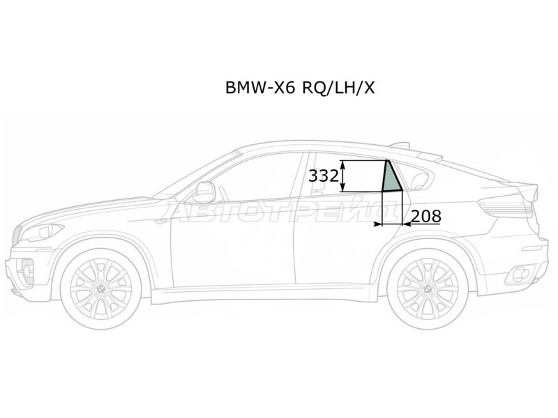 Стекло форточки (Цвет зеленый) BMW X6 08-14 (XYG: BMW-X6 RQ/LH/X)