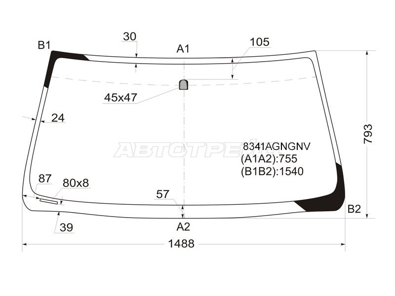 Стекло лобовое Toyota Land Cruiser Prado (J120) 02-09  / Lexus GX 02-09 (FUYAO: 8341AGNGNV)