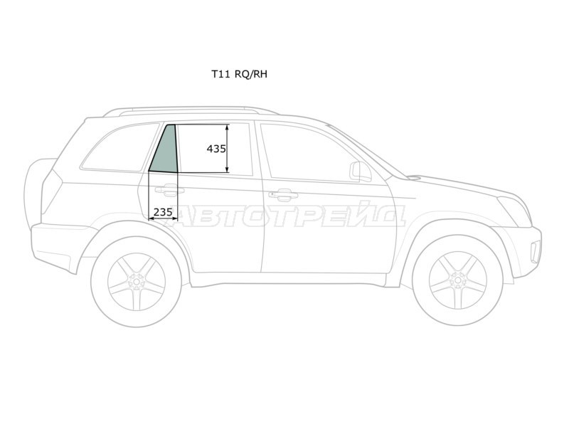 Стекло форточки (Цвет зеленый) Chery Tiggo T11 05-16  / Vortex Tingo 10-14 (XYG: T11 RQ/RH)