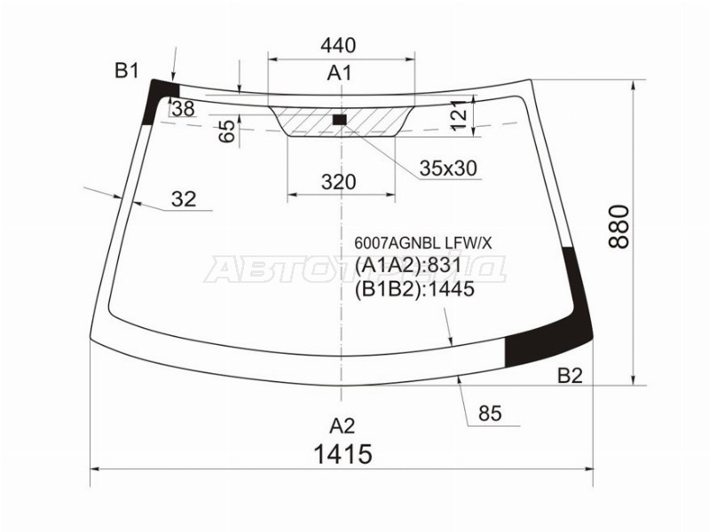Стекло лобовое Nissan Almera 00-06  / Almera Classic 06-12  / Bluebird Sylphy 00-05 (XYG: 6007AGNBL LFW/X)