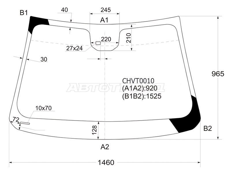 Стекло лобовое (Датчик дождя) Chevrolet Cruze 09-15  / Daewoo Lacetti 08-11 (KMK: CHVT0010)