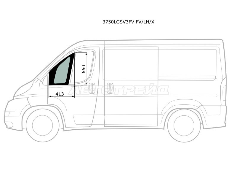 Стекло форточки (Цвет зеленый) Peugeot Boxer 06-  / Citroen Jumper 06-  / Fiat Ducato 06- (XYG: 3750LGSV3FV FV/LH/X)