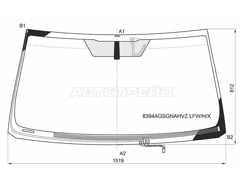 Стекло лобовое (Обогрев щеток / Антенна) Toyota Land Cruiser Prado (J150) 09-17 (XYG: 8394AGSGNAHVZ LFW/H/X)