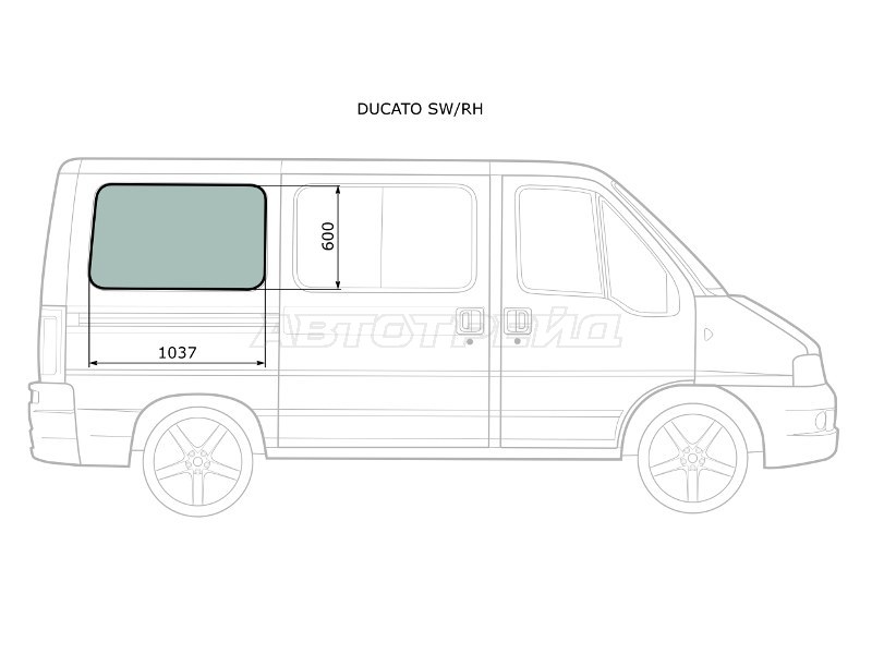Стекло кузова боковое (не опускное) (Справа / Цвет зеленый) Peugeot Boxer 94-06  / Citroen Jumper 94-02  / Fiat Ducato 94-12 (XYG: DUCATO SW/RH)
