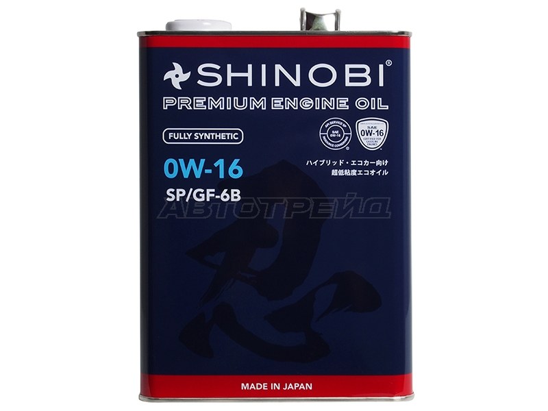 Масло моторное синтетическое SHINOBI SP /GF-6B 0W- 16 4L (SHINOBI: SH0034)