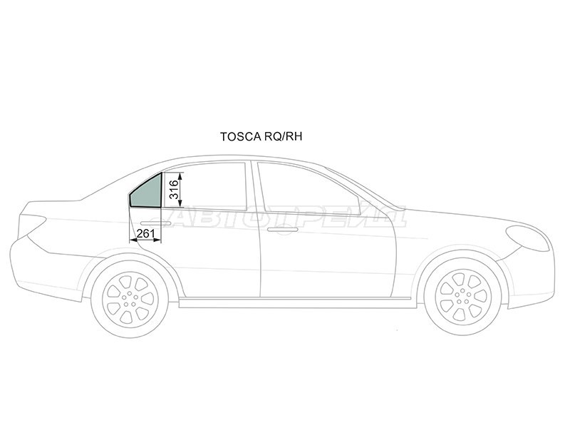 Стекло форточки (Цвет зеленый) Chevrolet Epica 06-13  / Daewoo Tosca 06-11 (XYG: TOSCA RQ/RH)