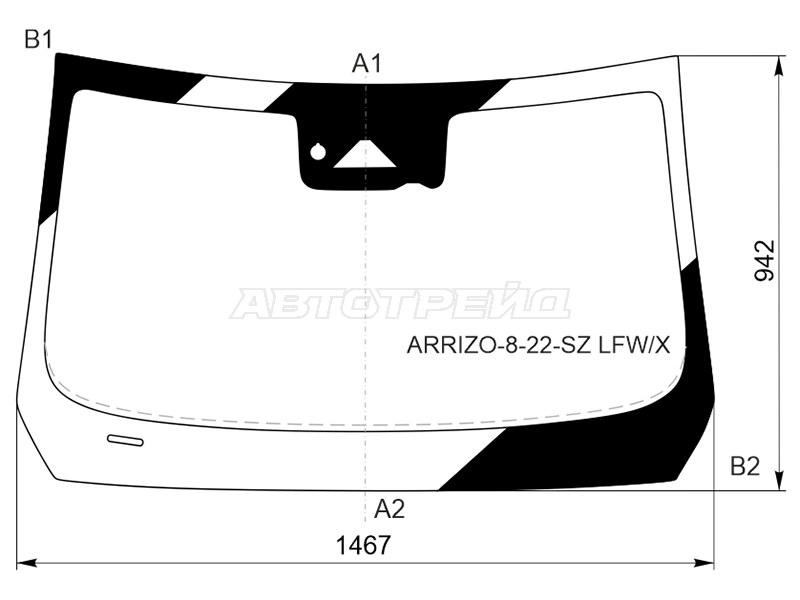 Стекло лобовое (Камера / Датчик дождя) Chery Arrizo 8 22- (XYG: ARRIZO-8-22-SZ LFW/X)